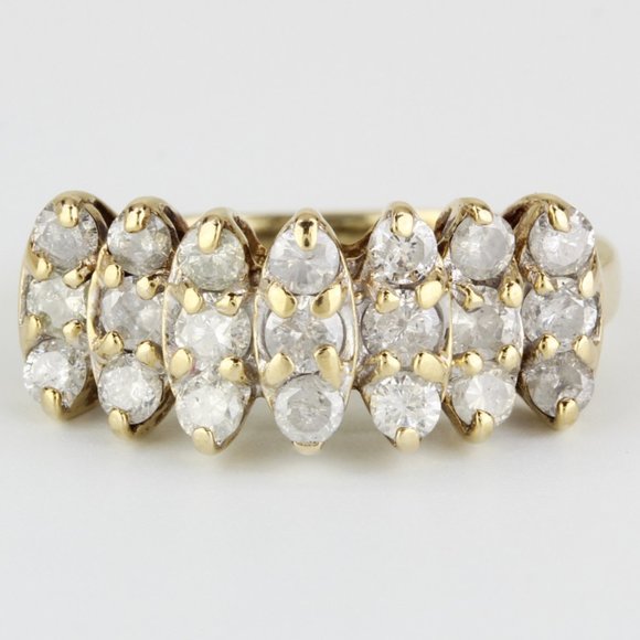 Jewelry - Vintage 10K Yellow Gold Diamond Cocktail / Anniversary Band Bridal Wedding Ring